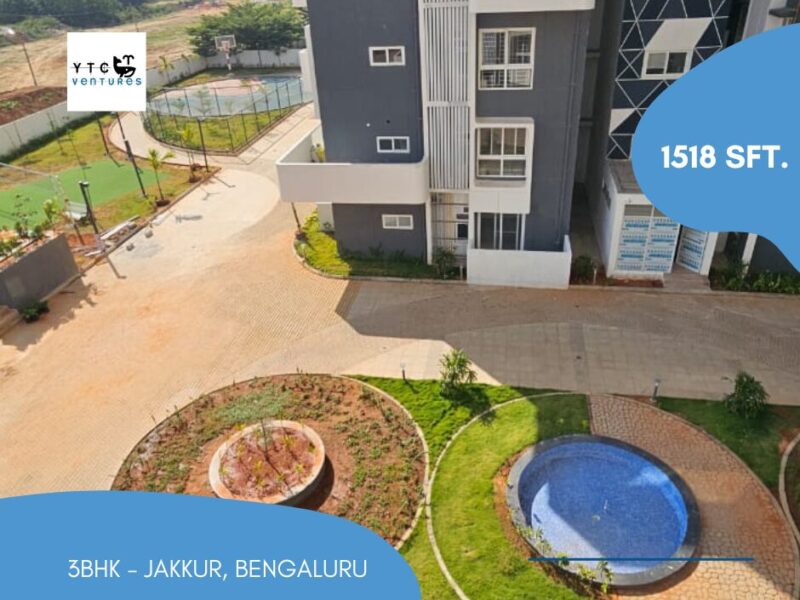 Hot Deal: 3 BHK – Multistorey Apartment for Sale in Jakkur, near Raichanhalli Lake, Bengaluru, KA, INDIA